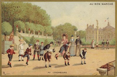 Děti si hrají Leap Frog v lucemburských zahradách od French School