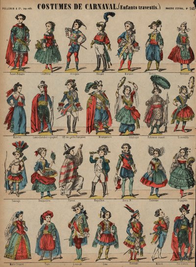 Dětské karnevalové kostýmy (barevné rytí) od French School