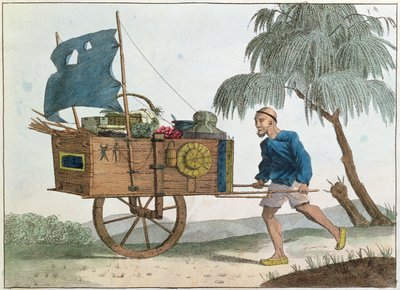 Čínský rolník s kolečkem pod plachtou, 1811 od French School