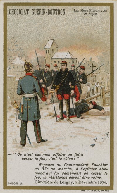 Obchodní karta Chocolat Guerin-Boutron, série Historic Words (chromolitho) od French School