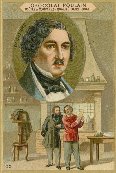 Obchodní karta Chocolate Poulain, Louis Daguerre od French School