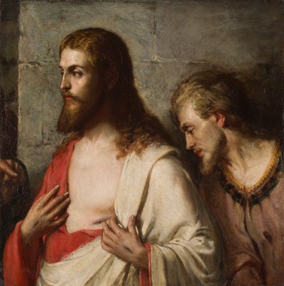 Kristus a svatý Tomáš (fragment) (olej na plátně) od French School