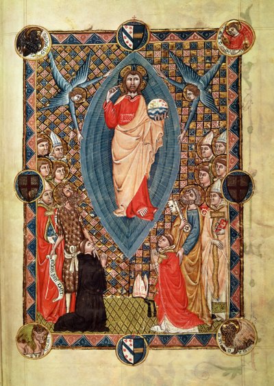 Kristus ve majestátu se svatými, z pontifikálu biskupa Pierra de la Jugie, 1350 od French School