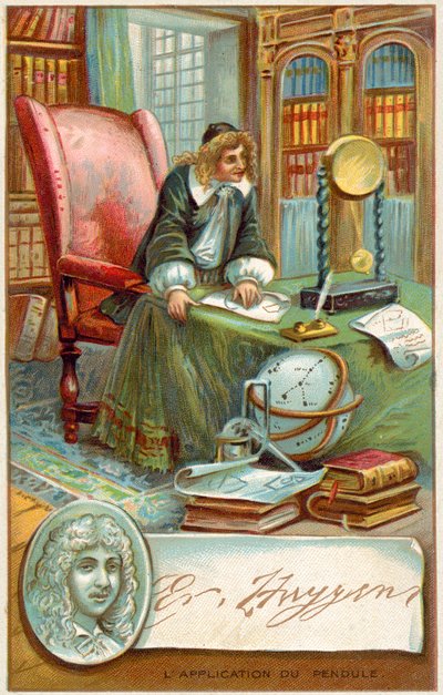 Christiaan Huygens , holandský matematik a vědec (chromolitho) od French School
