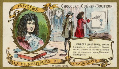 Christiaan Huygens , holandský fyzik, matematik a astronom a horolog (chromolitho) od French School