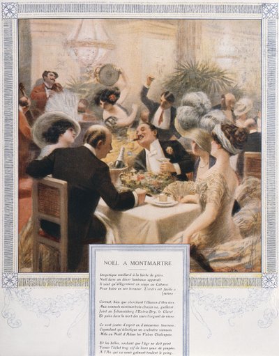 Vánoce na Montmartru, štědrovečerní večeře v luxusní restauraci, cca 1900 od French School