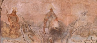 Kostel (Eglise Saint-Jean-Baptiste). Interiér. Kaple Saint-Fursy. Nástěnné malby. Oslava Panny Marie (fresque dite de la bonne mort). Začátek 17. století. od French School