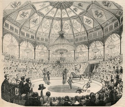 Cirque national des Champs Elysees v 19. století – rytina v „Tableau-de-Paris“ od Edmonda Texiera 1852 od French School