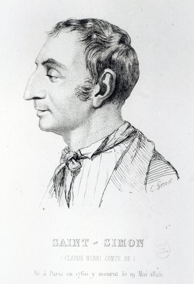 Claude Henri de Rouvroy, hrabě ze Saint-Simon, rytý Perrot (19. století) od French School