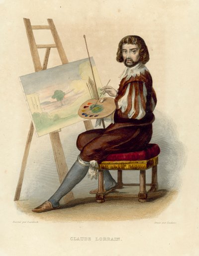 Claude Lorrain (barevná rytina) od French School