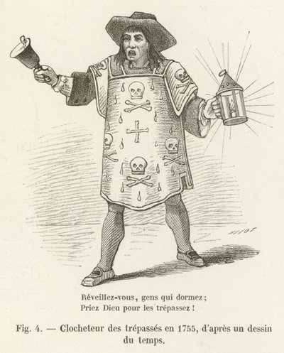 Zvoník z trepasů v roce 1755, z dobové kresby od French School