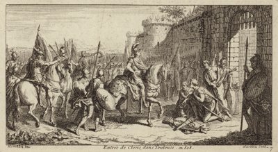 Clovis I., král Franků, vstupuje do Toulouse po porážce Vizigótů, 508 od French School