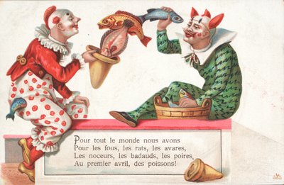 Klauni žonglují s rybami na 1. dubna od French School