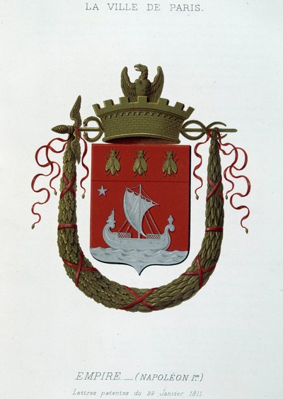 Znak města Paříže: Říše (Napoleon I.) - Patent dopis ze dne 29. ledna 1811 - v „“Armorial National de France””, H. Traversier, Paříž od French School