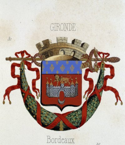 Znak města Bordeaux - v „“Armorial National de France””, od H. Traversiera, Paříž od French School
