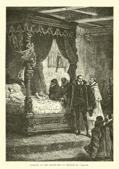 Coligny u smrtelného lože Františka II od French School