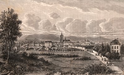 Colmar - Haut-Rhin, v Alsasku - rytina v „La France illustrée: geografie, historie, statistická správa“ od V.A. Malt-Brown. 1884 od French School