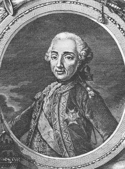 hrabě z Guichen (rytina) od French School