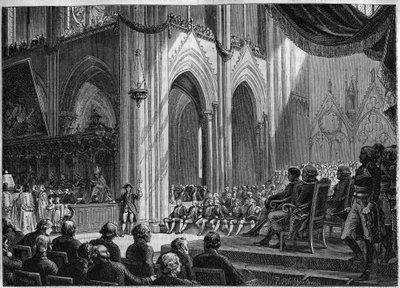 Konkordát z roku 1801 – Znovuzavedení katolických rituálů, Velikonoce, 8. dubna 1802 Notre-Dame v Paříži – Oficiální obnovení kultů za přítomnosti Bonaparta: Te deum a Notre Dame od French School