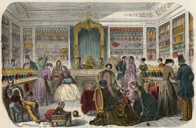 Cukrárna v Paříži v 19. století – rytina v „Tableau-de-Paris“ od Edmonda Texiera 1852 od French School