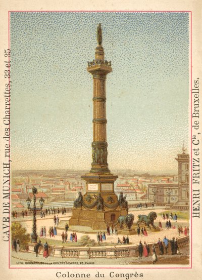 Kongresový sloup, Brusel (chromolitho) od French School