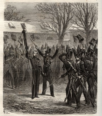 Štrasburské spiknutí 1836 vedené princem Ludvíkem Napoleonem, budoucí Napoleon III., proti červencové monarchii - Štrasburské spiknutí organizované budoucím císařem Napoleonem III. 1836 - neúspěšný pokus o převrat zorganizovaný princem Ludvíkem Napoleonem, od French School