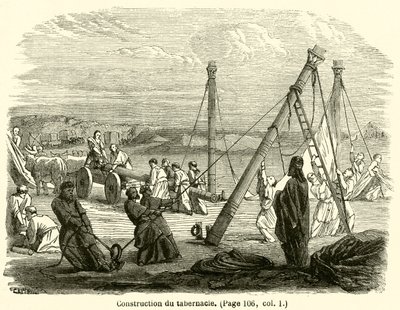 Construction du tabernacle (rytina) od French School