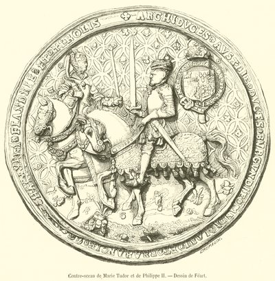 Protipečeť Marie Tudorové a Filipa II. (rytina) od French School