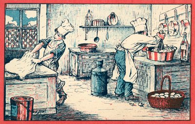 Kuchaři pracující v kuchyni (chromolitho) od French School