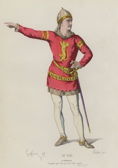 Corneille, Le Cid, Act II, Sc II (barevná rytina) od French School