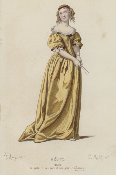 Corneille, Melite, Act V, Sc IV (barevná rytina) od French School