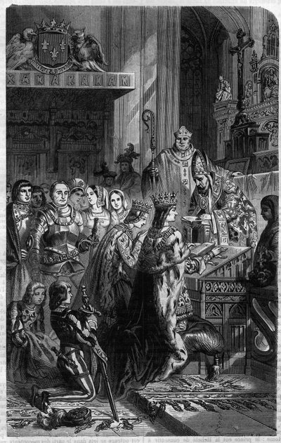 Korunovace císaře Ottona I. (912-973) papežem Janem XII. v roce 962 Rytina v „Histoire des Papes-King-Queen-and-Empereurs a travers les century“ od Maurice Lachatre od French School