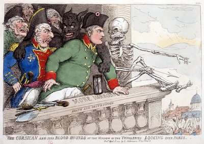 Korsika a její krvežíznivý pohled na Paříž oknem Tuilerií - v "Napoleonovi I.", karikatury, sbírka figurín, cca 1814-1815. od French School