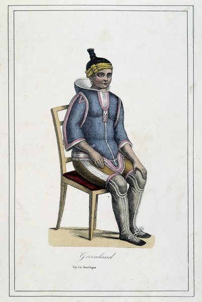 Costume du Greenland – v „Album cest, národy země““ od Abbé Paula Jouhanneauda, ​​Librairie des Bons Livres, Limoges od French School