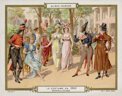 Kostým v roce 1800 - merveilleuse (chromolitho) od French School