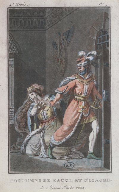 Kostýmy Raoul a Isaure, z opery Raoul Barbe-Bleue, 1790 od French School