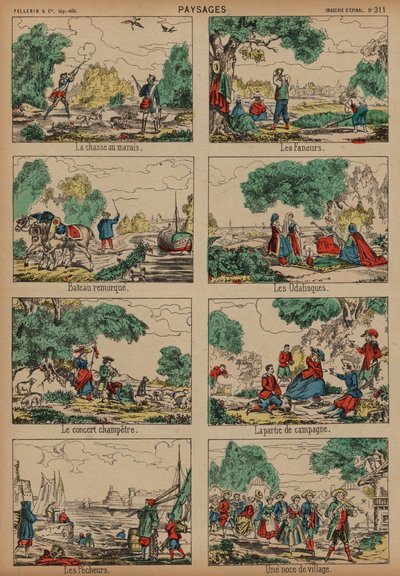 Venkovské scény (barevné rytí) od French School