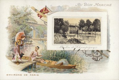 Pár mluví u jezera od French School
