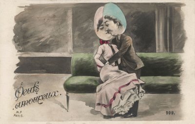 Pár s hlavičkami vajec (barva litho) od French School