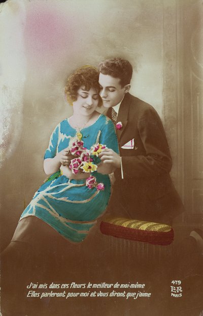 Pár s květinami, 1910-20 od French School