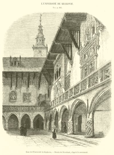 Nádvoří univerzity v Krakově (rytina) od French School