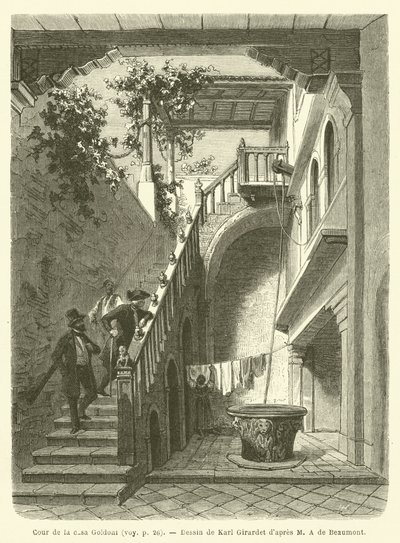 Nádvoří casa Goldoni (rytina) od French School