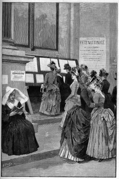 Cour des Tuileries: Výsledky přijímacích zkoušek v Hotel de Ville de Paris pro mladé dívky v roce 1887. od French School