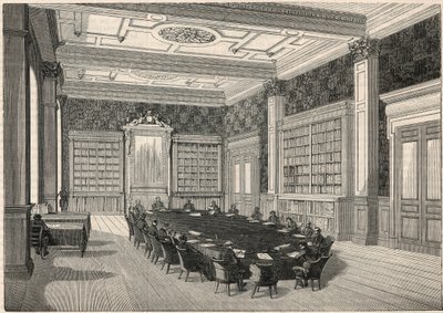 Účetní dvůr – knihovna a zasedací místnost – rytina v „Tableau-de-Paris“ od Edmonda Texiera 1852 od French School