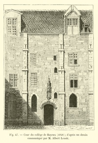 nádvoří koleje Bayeux, 1848; z kresby sdělené M. Albertem Lenoirem od French School