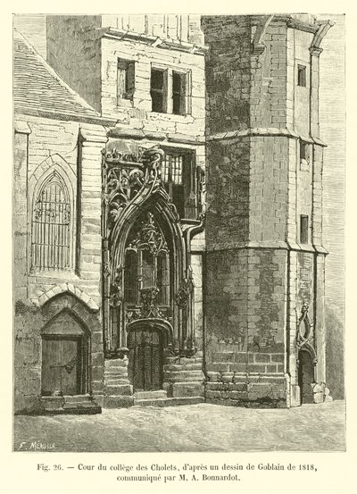 Nádvoří koleje Cholets, po kresbě Gobelínem z roku 1818, sdělené M A Bonnardotem od French School