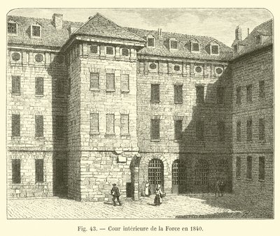 Vnitřní nádvoří La Force v roce 1840 od French School