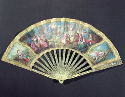 Dvorní ventilátor, francouzština, 18. století (slonovina a wc na papíře) od French School