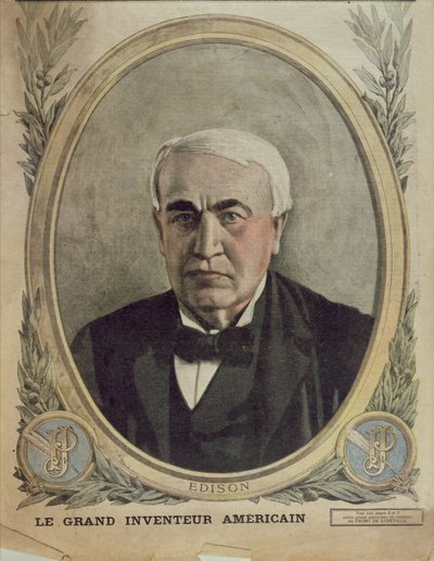 Obálka časopisu Le Petit Journal zobrazující Thomase Alvu Edisona, 1917 od French School