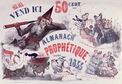 Obálka prorockého almanachu zobrazujícího Nostradama, 1855 od French School